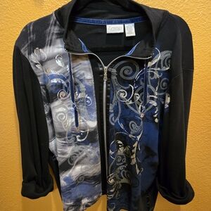 Chico's Black and Blue Bomber Jacket